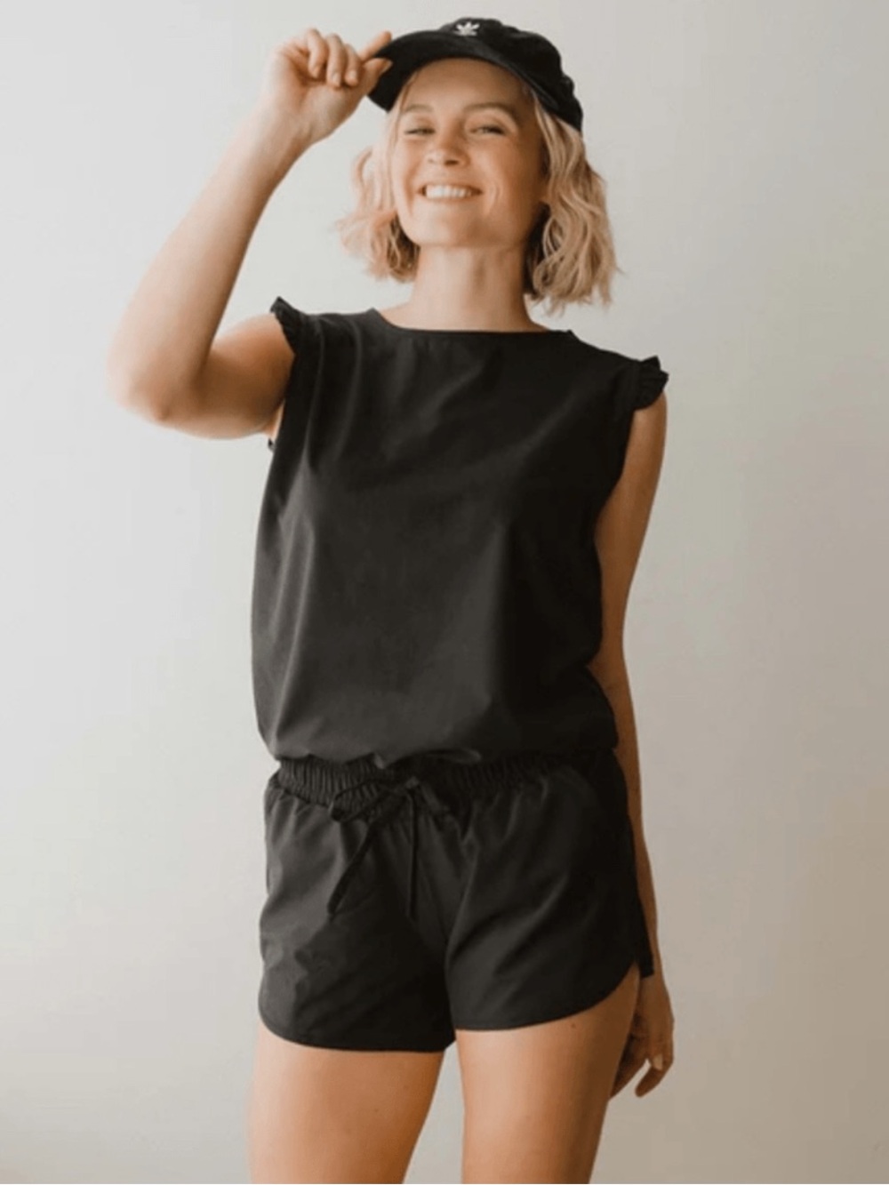 Albion Fit Black Athletic Romper XL NWT Elastic Waist Shorts One Piece